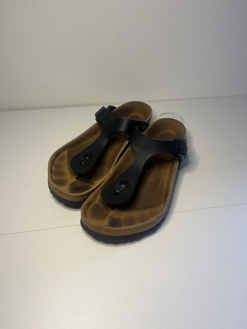 Women’s Birkenstock Papillio Gizeh Platform Sandal Black Leather Size 39 8.5 EUC